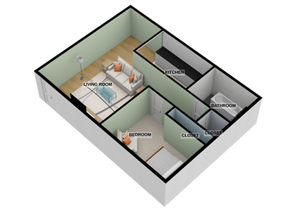 One Bedroom / One Bath - 670 Sq. Ft.*